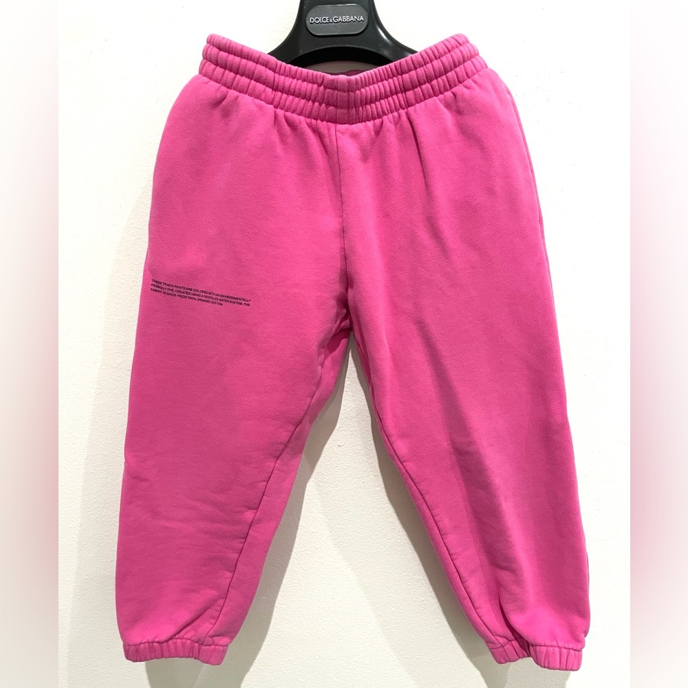 Pangaia 365 midweight track pants. 5-6T. Color: flamingo pink.
